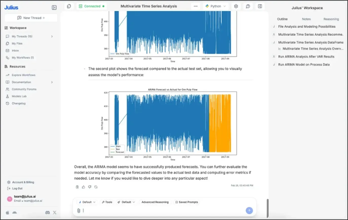 Screenshot from the Julias website